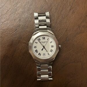 Stainless Steel Watch with White Dial